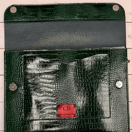 Изумрудная папка из натуральной кожи